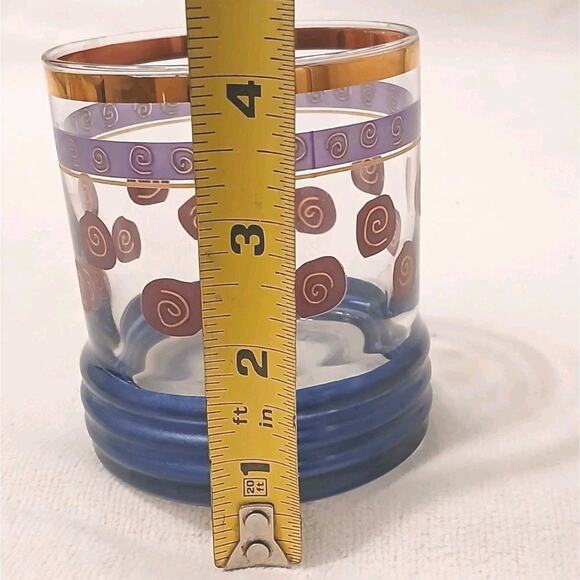 Sakura Sango Sue Zipkin Tumbler Drink Glass Blue Gold Cocktail Party Art Deco - Picture 13 of 15